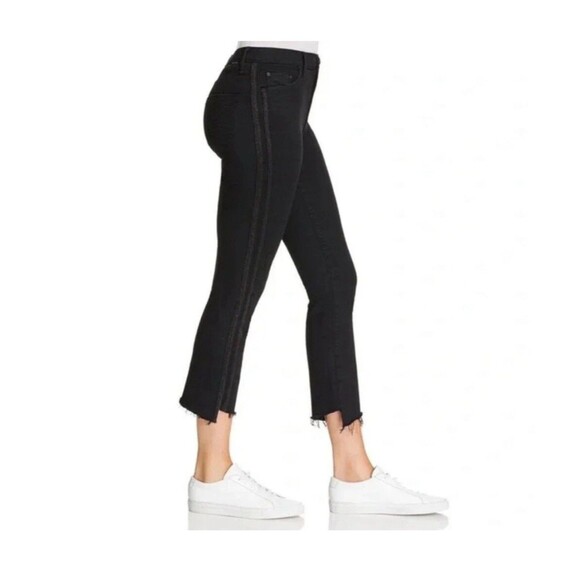 Mother Size 30 Insider Crop Two Step Fray Black Jeans Guilty Party Racer Stretch - Picture 13 of 13